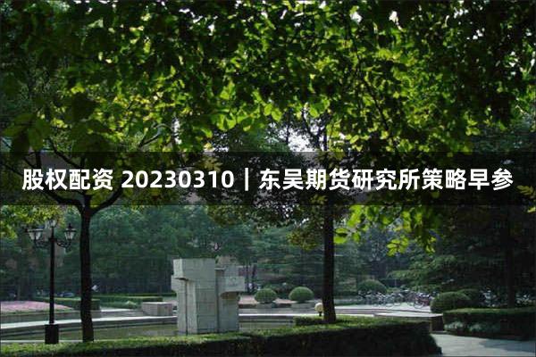 股权配资 20230310｜东吴期货研究所策略早参